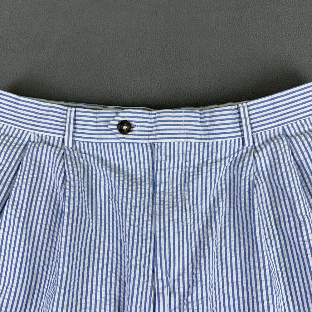 Berle‎ Shorts Mens 34 Regular Blue Hickory Seersucker Pleated Prep Trad Outdoor - Picture 4 of 9